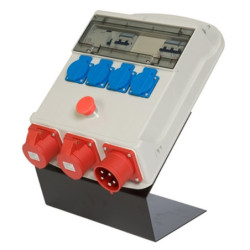 COFFRET DE CHANTIER MONO/TRI 6 PRISES + ARRET D'URGENCE SUR SUPPORT