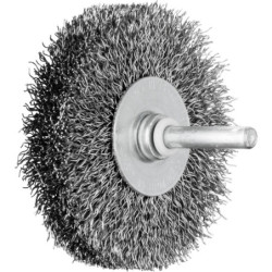Brosse métallique plate sur tige 6 mm fil acier RBU
