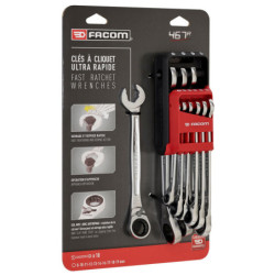 JEU DE 10 CLES MIXTES A CLIQUET EN ETUI POCKET 8 à 19mm 467B.JP10PB