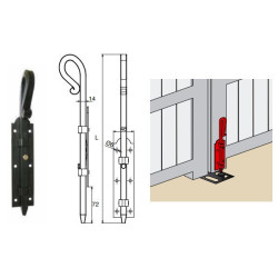 VERROU CARRE CROSSE FORGEE RUSTIQUE 14X400 MM - NOIR
