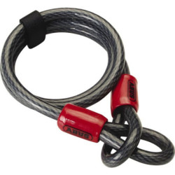 Câble spiral antivol avec 2 boucles Ø10mm longueur 500cm noir