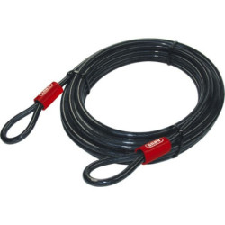 Câble spiral antivol avec 2 boucles Ø10mm longueur 500cm noir