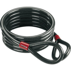 Câble spiral antivol avec 2 boucles Ø10mm longueur 500cm noir