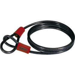 Câble spiral antivol avec 2 boucles Ø10mm longueur 500cm noir
