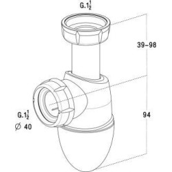SIPHON EVIER BI-MATIERE 1 1/2 D.40