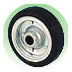 Roue caoutchouc corps tôle Diamètre 250mm moyeu à rouleau 25mm