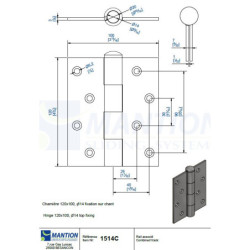 CHARNIERE 120X100 AXE 14MM