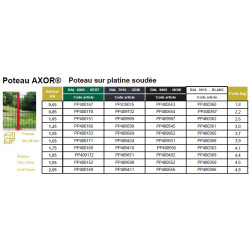 POTEAU SUR PLATINE SOUDEE AXOR HAUT 1,05m VERT 6005
