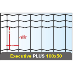 GRILLAGE EXECUTIVE PLUS SOUDE M100x50mm Ø FIL 2,4mm HAUT 150cm GRIS ANTHRACITE (rouleau 25m)