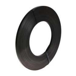 Feuillard métal acier laqué noir en galettes plates Larg. 15.5 mm