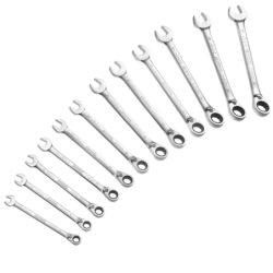 JEU DE 12 CLES MIXTES A CLIQUET EXPERT 8-19mm sur rack de rangement